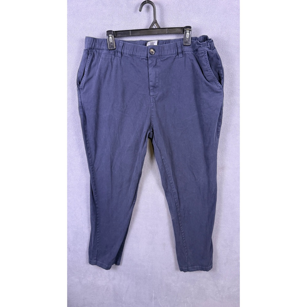 Cove USA Chino Pants Mens 38 Navy Blue Elastic Waist Stretch Casual Trousers